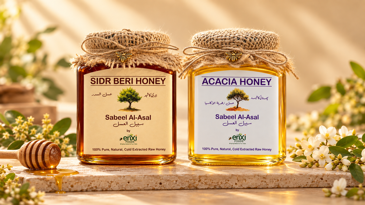 Sabeel Al-Asal Sidr and Acacia honey jars