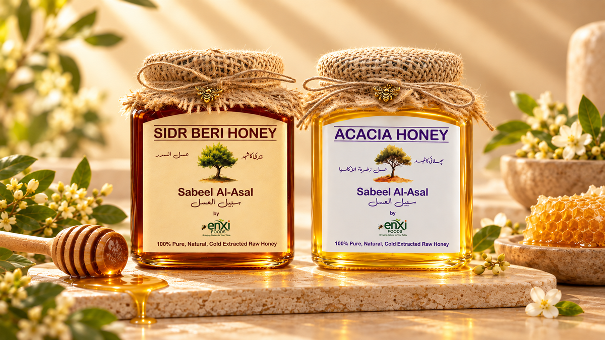 Sabeel Al-Asal Sidr and Acacia honey jars